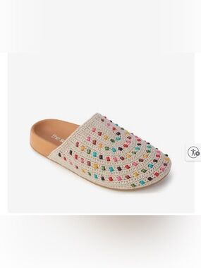 The Sak Bolinas Crochet Clogs In Ecru Multi beads Women's 8